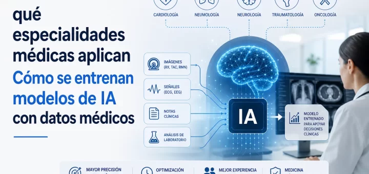 qué especialidades médicas aplican Cómo se entrenan modelos de IA con datos médicos