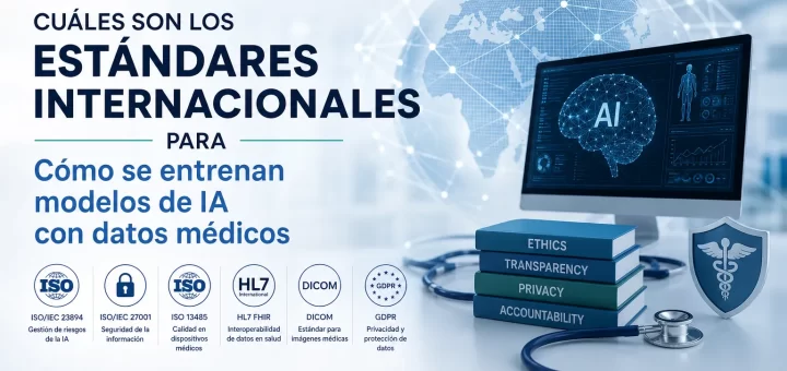 cuáles son los estándares internacionales para Cómo se entrenan modelos de IA con datos médicos